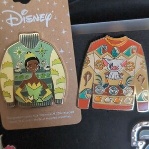 Special Bundle Of (2) 'Christmas Sweater' Design Princess Disney Pins